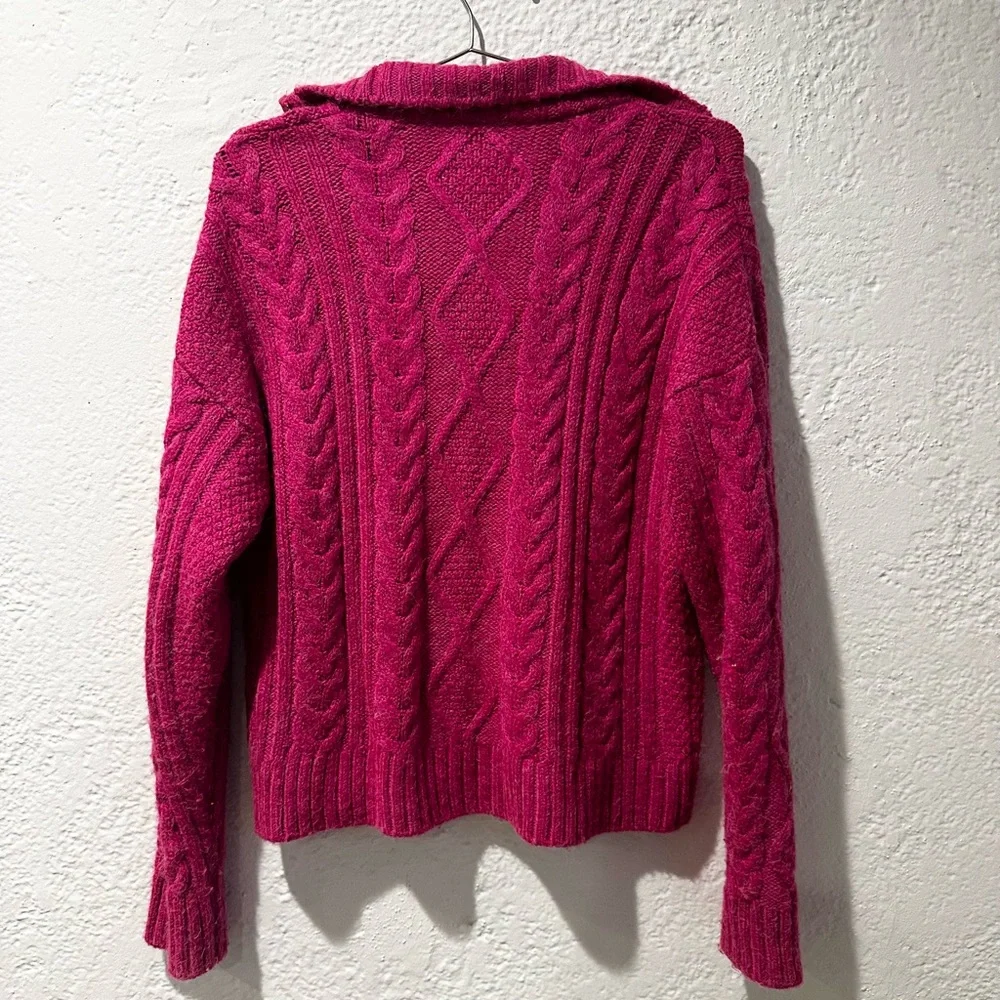 Anthropologie Fuchsia Cable Knit Women's Sweater - Picture 7 of 7